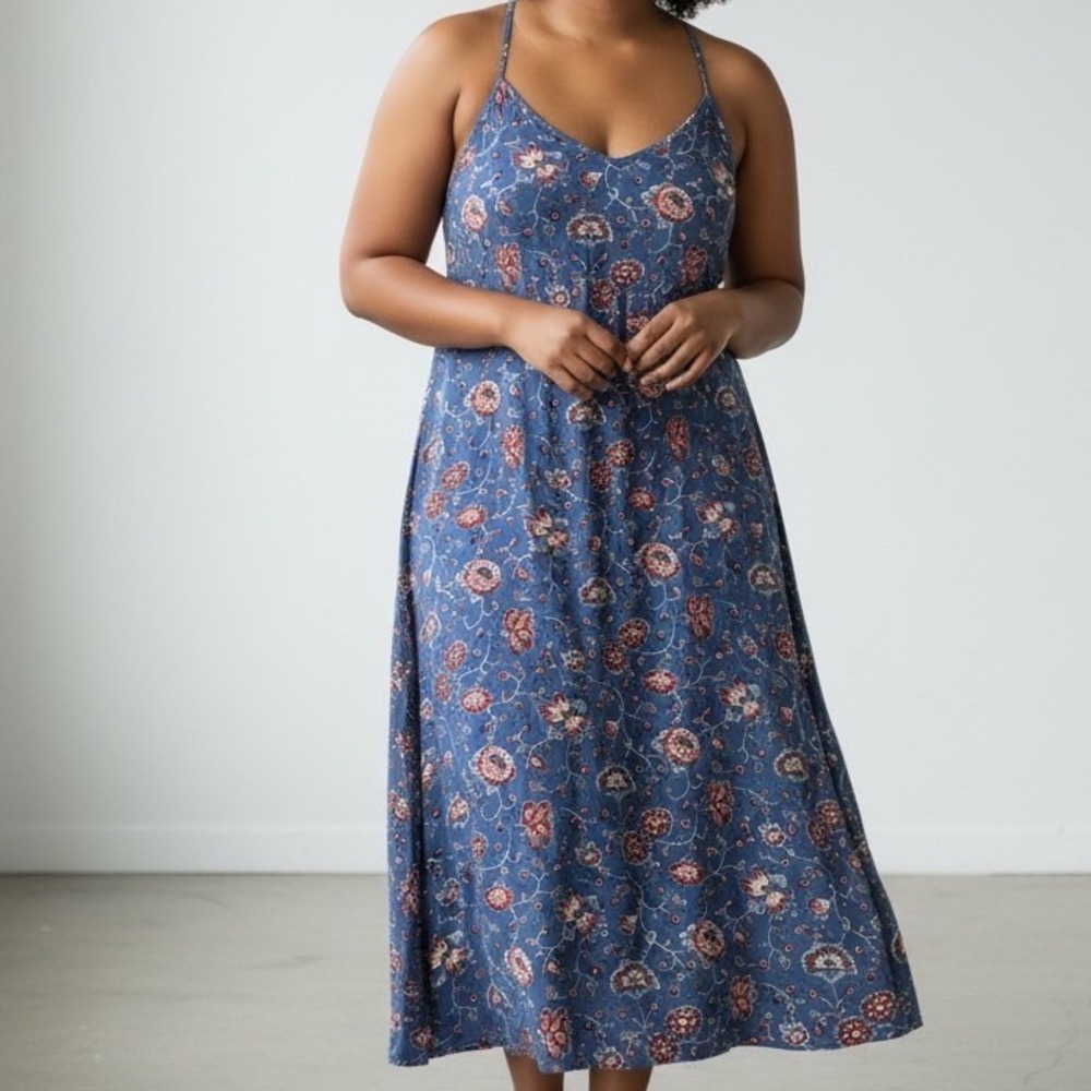 Gap Womens XL Dress Floral Mandala Strappy Cami Slip boho cottagecore casual‎